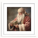 Christmas Framed Art - Santa with Gift Box Seasonal Wall Decoration