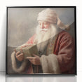 Christmas Framed Art - Santa with Gift Box Seasonal Wall Decoration