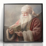 Christmas Framed Art - Santa with Gift Box Seasonal Wall Decoration