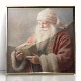 Christmas Framed Art - Santa with Gift Box Seasonal Wall Decoration
