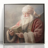 Christmas Framed Art - Santa with Gift Box Seasonal Wall Decoration