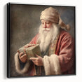 Christmas Framed Art - Santa with Gift Box Seasonal Wall Decoration