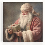 Christmas Framed Art - Santa with Gift Box Seasonal Wall Decoration