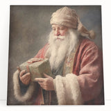 Holiday Wall Decorations - Santa with Gift in Snow Christmas Artwork
