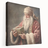 Christmas Framed Art - Santa with Gift Box Seasonal Wall Decoration