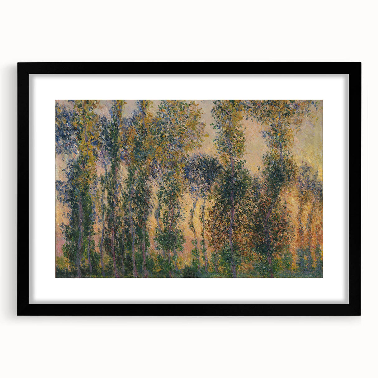 Impressionist Sunrise - Monet's Poplars at Giverny, Elegant Framed Print