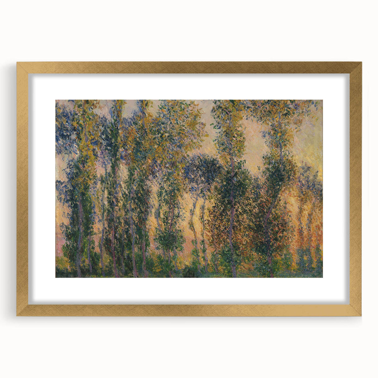 Impressionist Sunrise - Monet's Poplars at Giverny, Elegant Framed Print