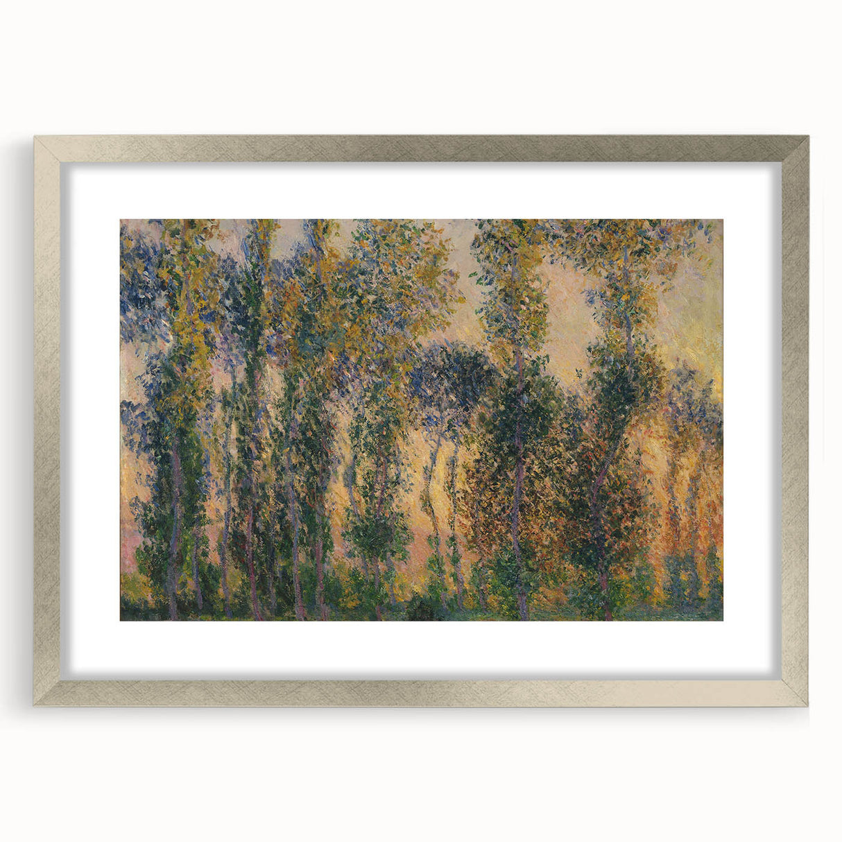 Impressionist Sunrise - Monet's Poplars at Giverny, Elegant Framed Print