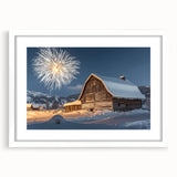 Elegant landscape barn frame in a white mat, showcasing a rustic design that enhances any home decor. Ideal for framing cherished memories or art.