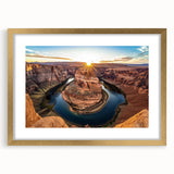Framed landscape art print showcasing stunning canyons, featuring a gold mat and elegant frame, perfect for enhancing home decor with natural beauty.