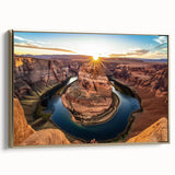 Framed landscape canvas art depicting stunning canyons in warm gold tones, showcasing intricate details and textures, perfect for enhancing home decor.