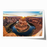 Vibrant landscape print showcasing majestic canyons in earthy tones, rolled for easy transport and display, ideal for enhancing home decor with natural beauty. Perfect for art enthusiasts and nature lovers seeking unique wall art.