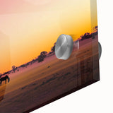 Close-up of a vibrant acrylic landscape artwork depicting a serene countryside scene, showcasing lush green fields and a clear blue sky, perfect for home decor.