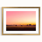 Elegant gold-framed landscape artwork showcasing a serene countryside scene, complete with a white mat for added sophistication, ideal for home decor enhancement.