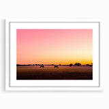 White-framed landscape art showcasing a serene countryside scene with rolling hills and blue skies, ideal for home decor and enhancing living spaces.