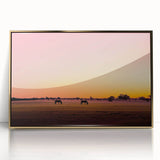 Framed acrylic artwork depicting a serene countryside landscape with vibrant greenery and rolling hills, enhanced by a sleek gold frame, perfect for home decor.