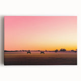 Stretched canvas artwork depicting a serene countryside landscape with rolling hills, vibrant greenery, and a clear blue sky, ideal for home decor and nature enthusiasts.