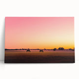 Stretched canvas artwork depicting a serene countryside landscape with rolling hills, vibrant green fields, and a clear blue sky, ideal for enhancing home decor.