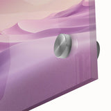 Close-up view of a vibrant desert landscape artwork on acrylic glass, showcasing rich colors and intricate details, ideal for modern home decor.