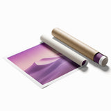 Desert landscape rolled print showcasing warm hues of orange and yellow under a clear blue sky, expertly packaged in a protective cardboard tube for art enthusiasts.