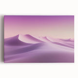 Desert landscape stretched canvas artwork showcasing vibrant hues of orange and yellow, depicting a serene sunset over sand dunes, perfect for modern home decor.