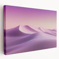 Desert landscape stretched canvas artwork showcasing vibrant orange and yellow hues, depicting a serene sunset over sand dunes, perfect for home decor.