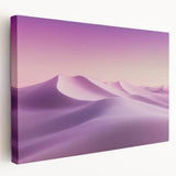 Desert landscape stretched canvas artwork showcasing vibrant orange and yellow hues, depicting a serene sunset over sand dunes, perfect for home decor.