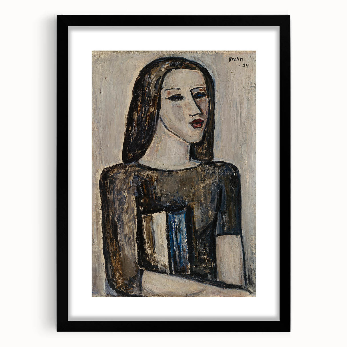 Modern Wall Art: Ernst Krohn’s Schoolgirl Portrait in Subdued Tones
