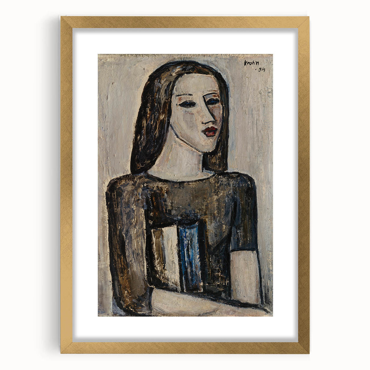 Modern Wall Art: Ernst Krohn’s Schoolgirl Portrait in Subdued Tones