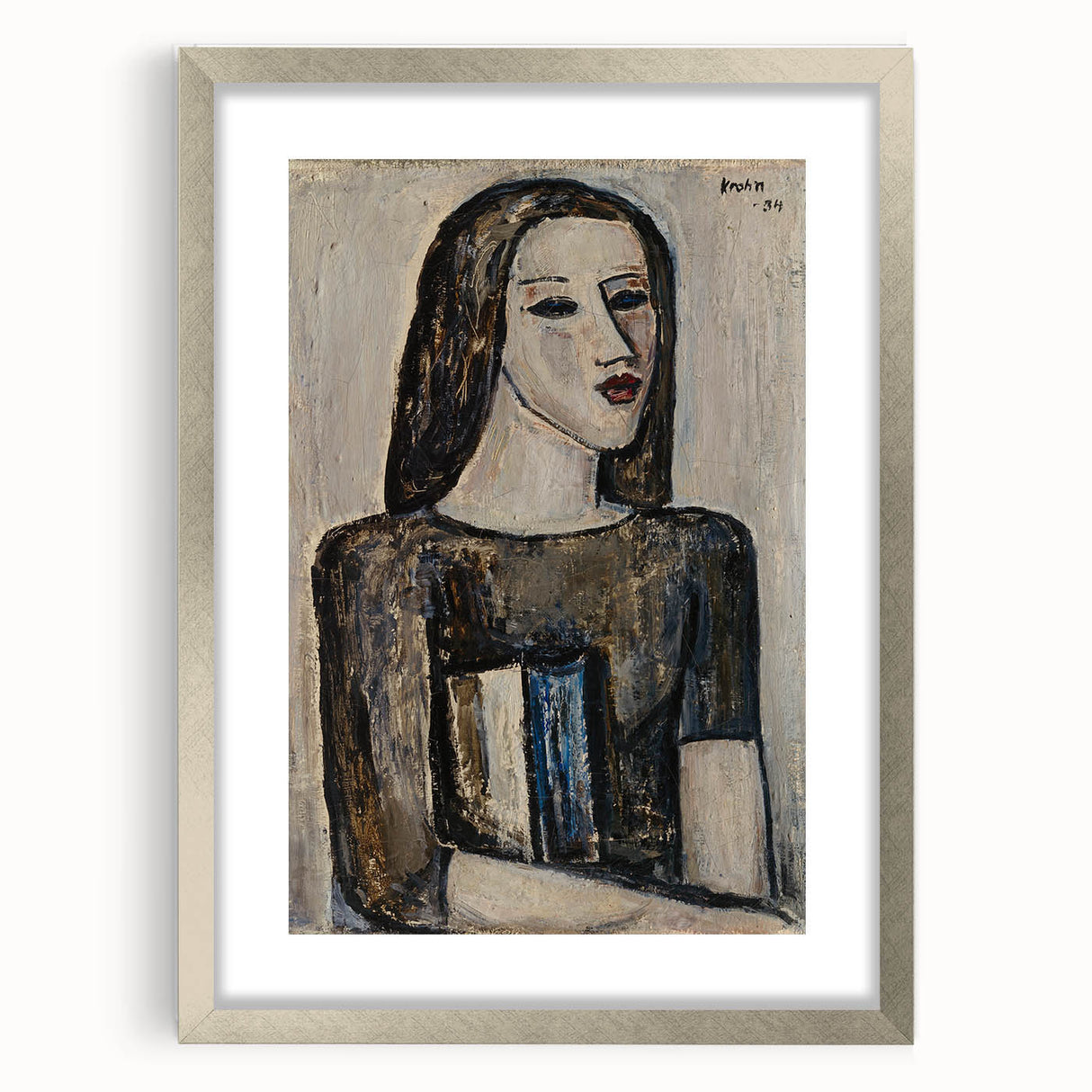 Modern Wall Art: Ernst Krohn’s Schoolgirl Portrait in Subdued Tones