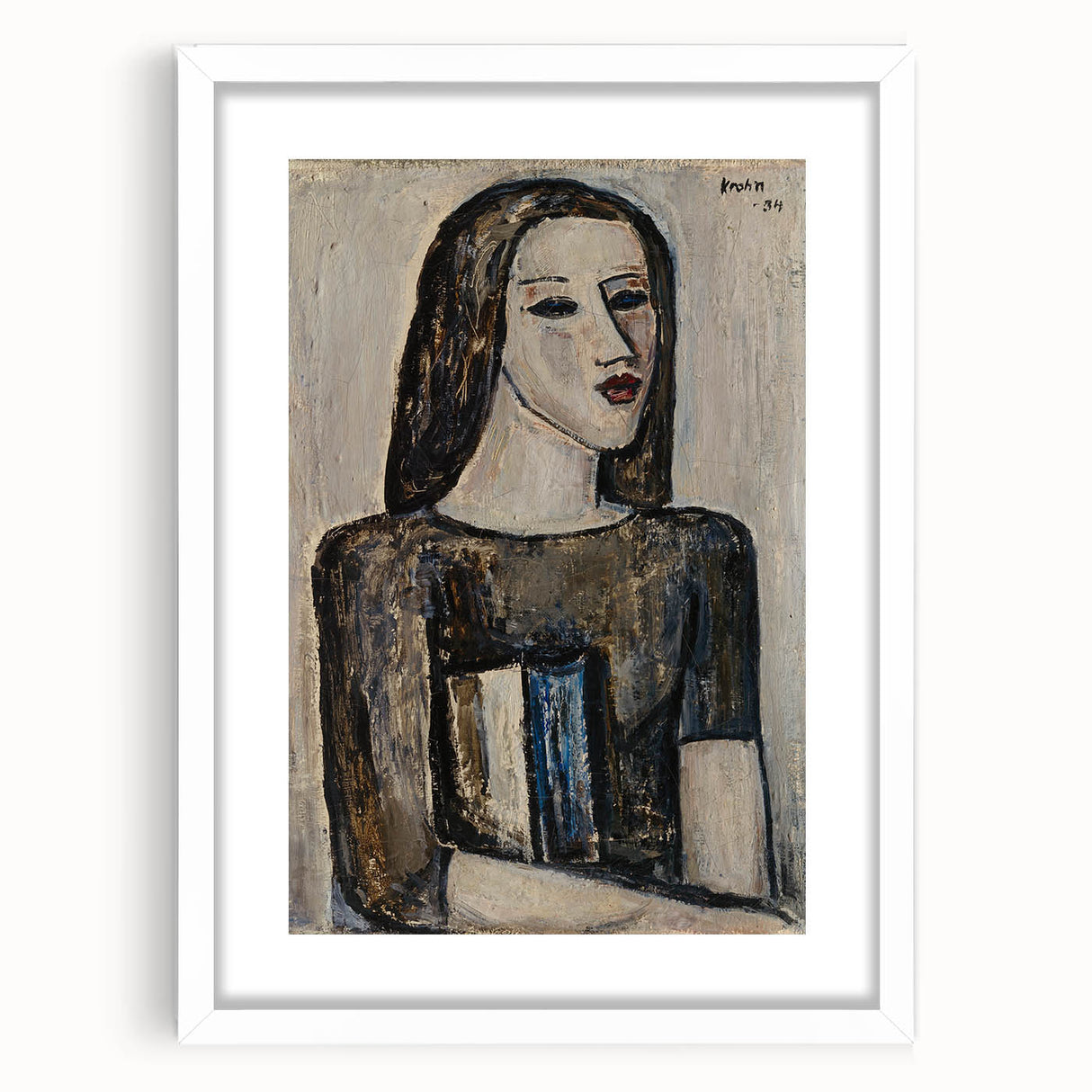 Modern Wall Art: Ernst Krohn’s Schoolgirl Portrait in Subdued Tones