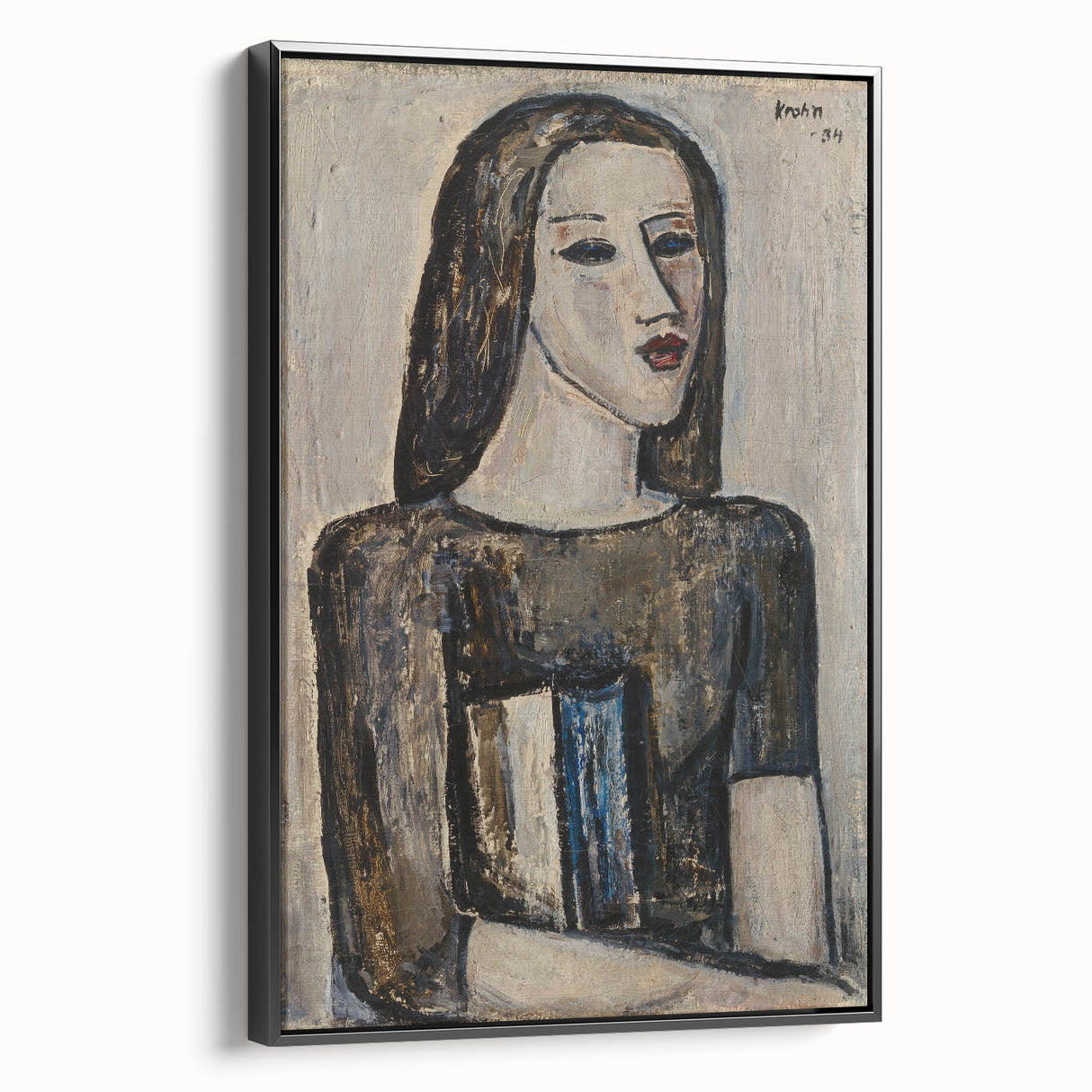 Modern Wall Art: Ernst Krohn’s Schoolgirl Portrait in Subdued Tones