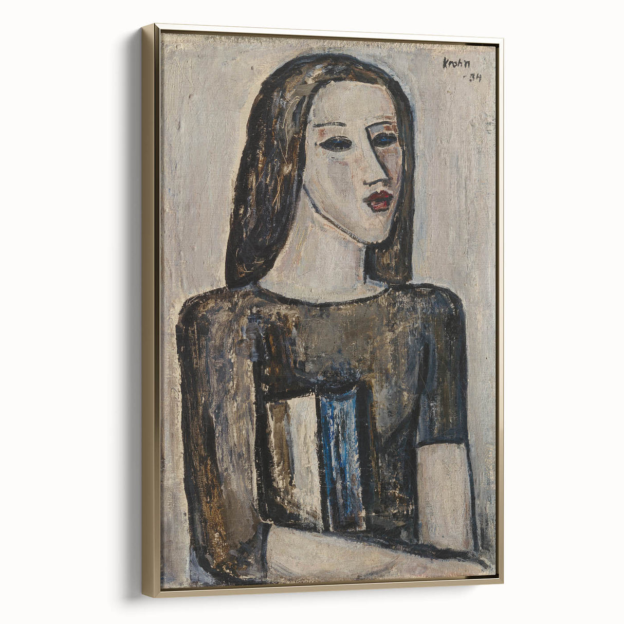 Modern Wall Art: Ernst Krohn’s Schoolgirl Portrait in Subdued Tones