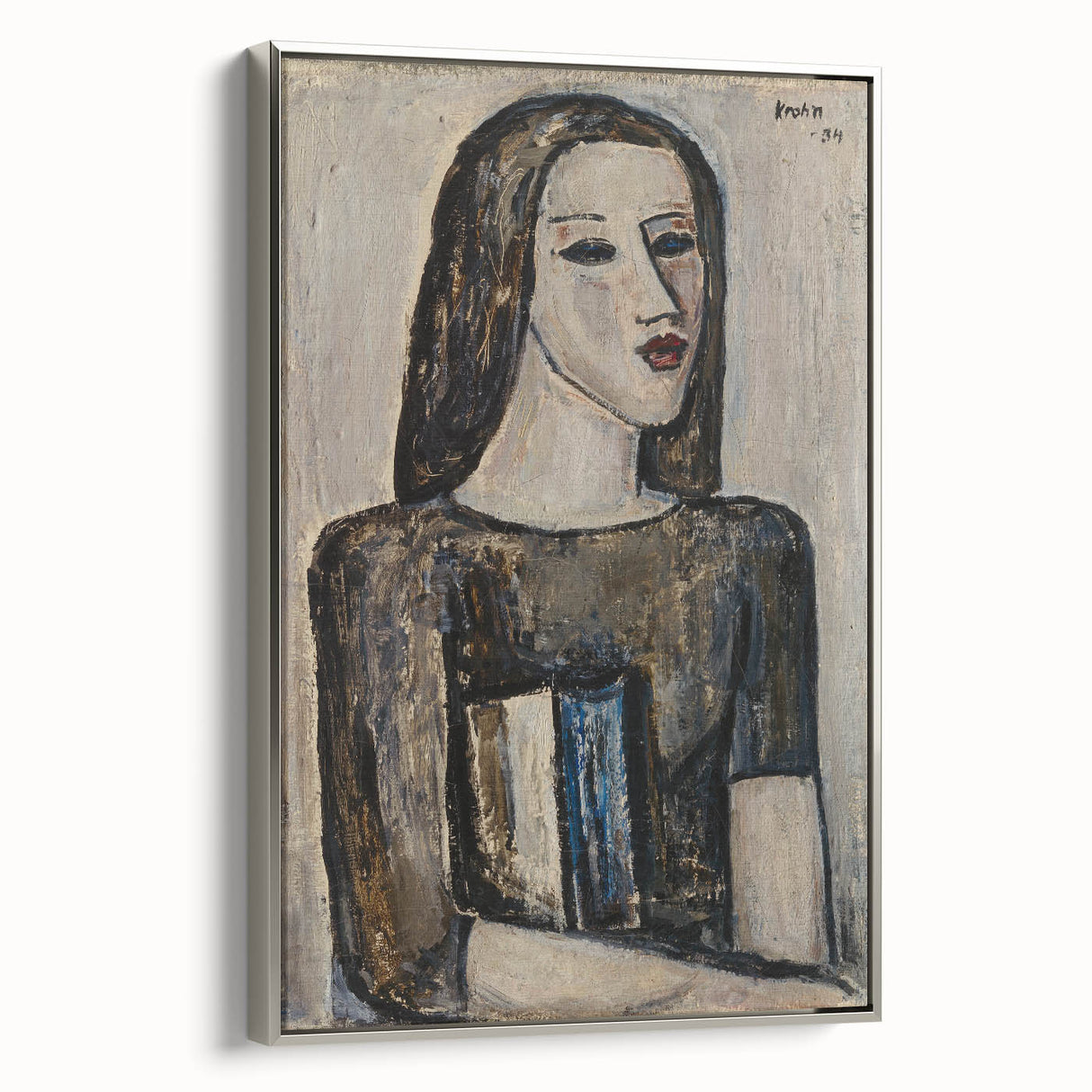 Modern Wall Art: Ernst Krohn’s Schoolgirl Portrait in Subdued Tones