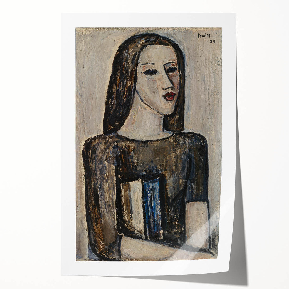 Modern Wall Art: Ernst Krohn’s Schoolgirl Portrait in Subdued Tones