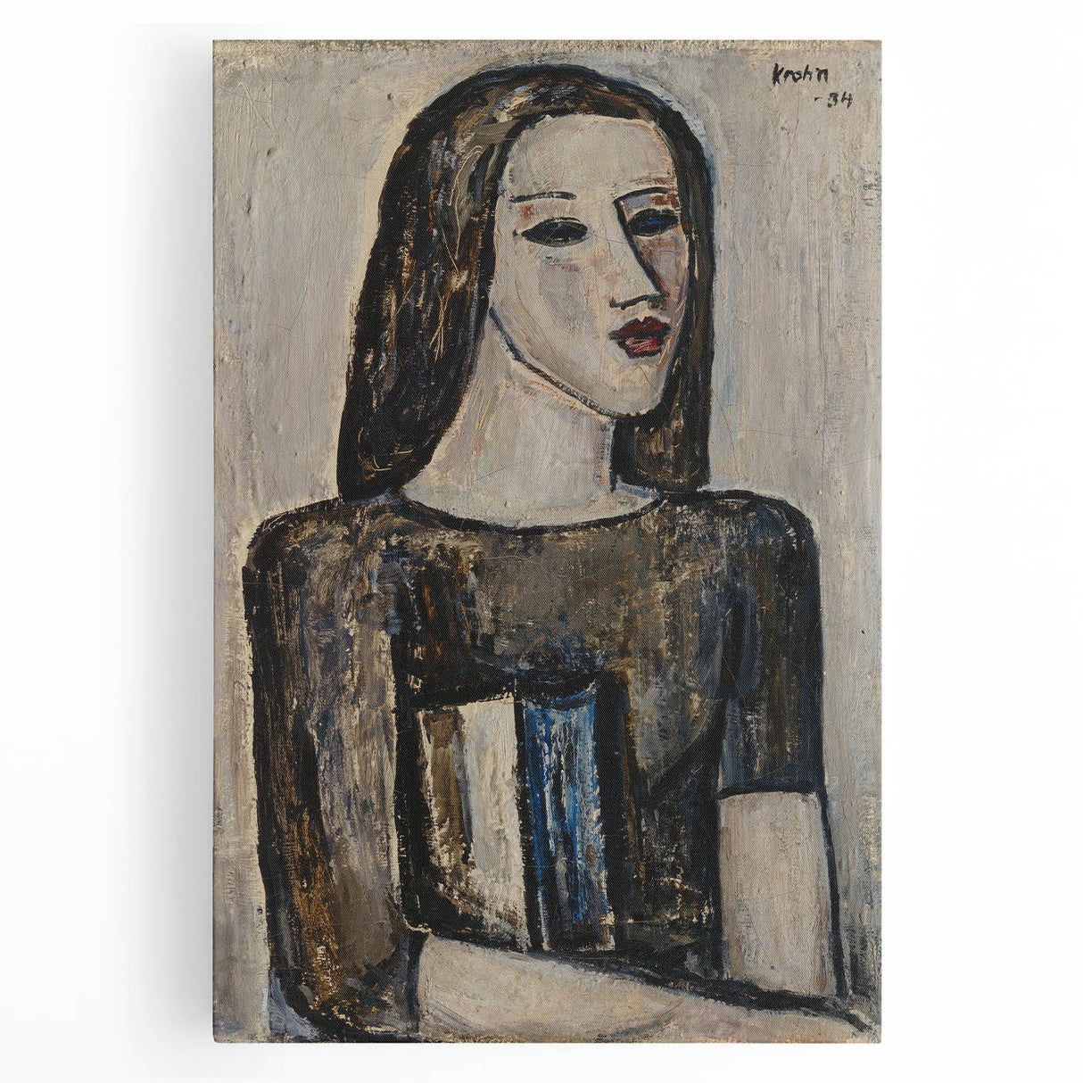 Modern Wall Art: Ernst Krohn’s Schoolgirl Portrait in Subdued Tones