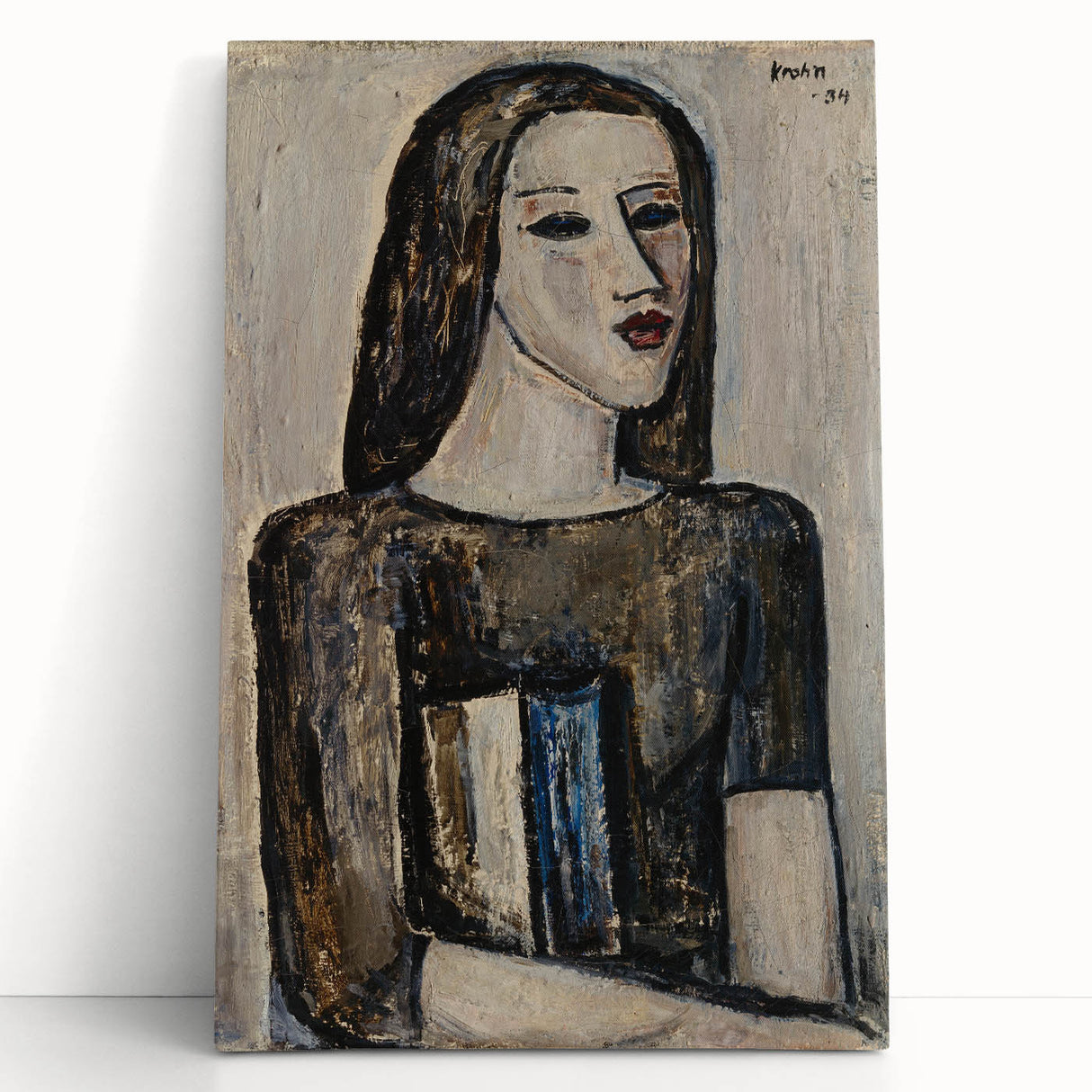Modern Wall Art: Ernst Krohn’s Schoolgirl Portrait in Subdued Tones