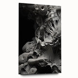 Large abstract wall art on acrylic glass, featuring swirling blue and gray tones, ideal for bedroom or dining room decor.