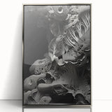 Mid-century modernist art featuring abstract shapes in muted tones on a framed acrylic, ideal for nursery wall art.