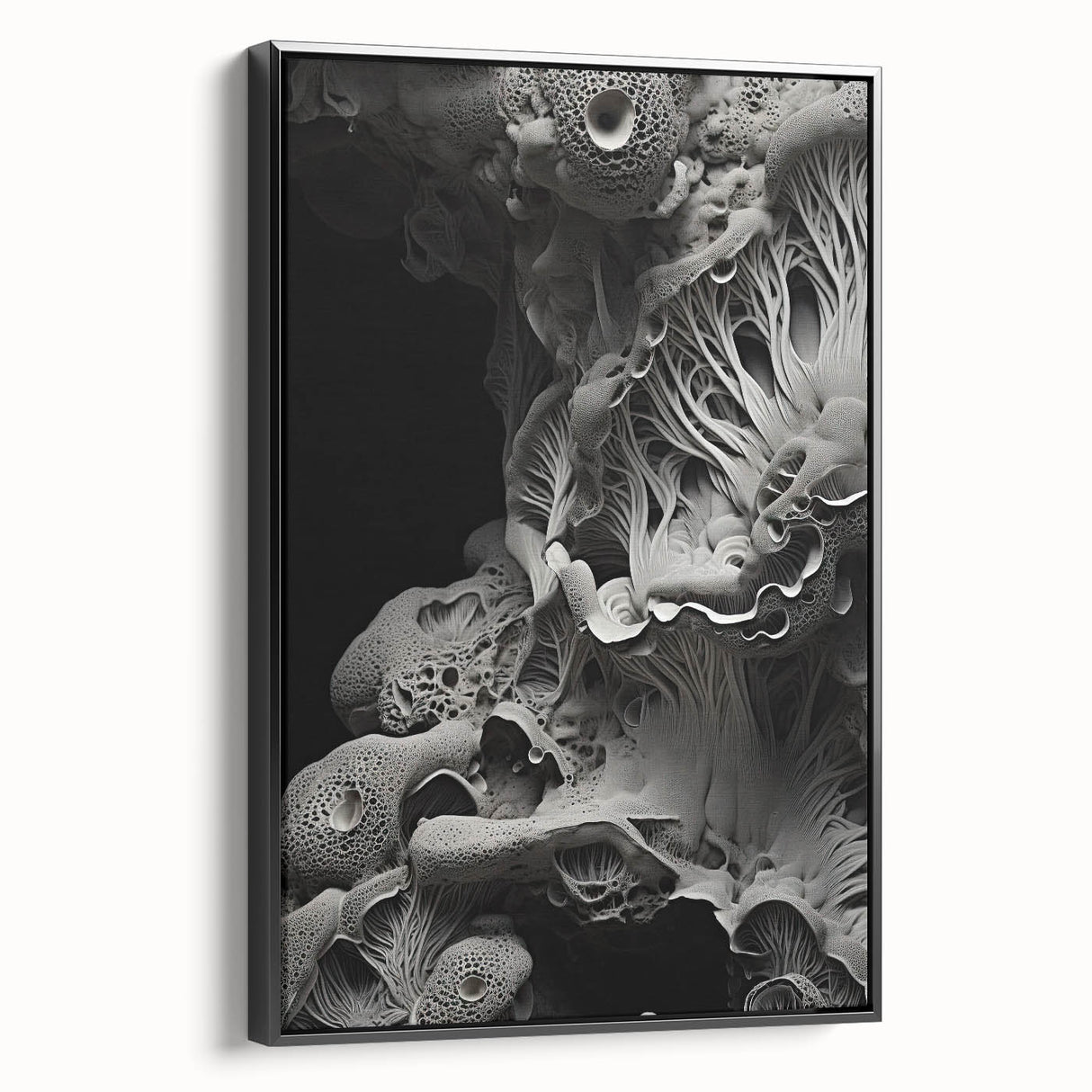 Framed canvas of black and white landscape painting, featuring vintage poster art style, ideal for bedroom decor.