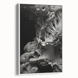 Vintage poster art on framed canvas, featuring vibrant colorful motifs on a black background, ideal for living room decor.