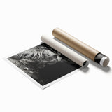 Extra large rolled print featuring close-up floral elements in soft pastel shades.