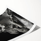 Extra large wall art featuring line art flowers in black on white, rolled canvas format, ideal for large living room decor.