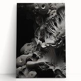 Large black and white photo on canvas of close-up natural textures, ideal for kitchen wall art or bedroom ambiance.