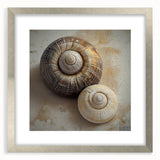 Textured art print featuring abstract patterns in earthy tones on a silver-framed canvas, suitable for bedroom decor.