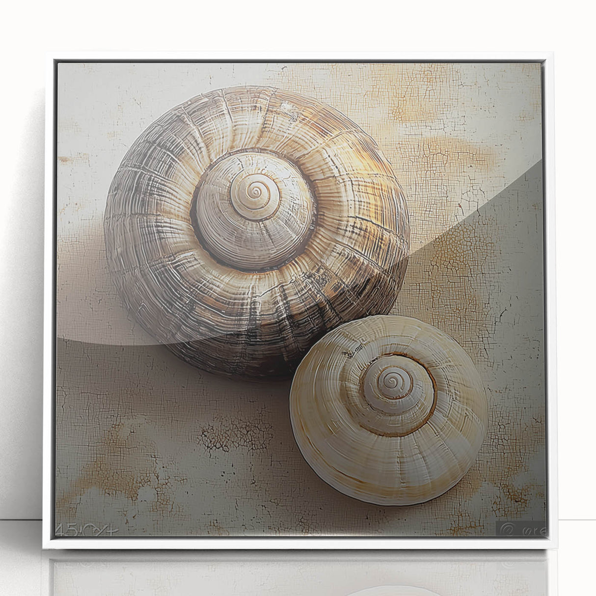 Art deco style poster featuring a close-up of nature elements, in a white acrylic frame, suitable for nursery wall decor.