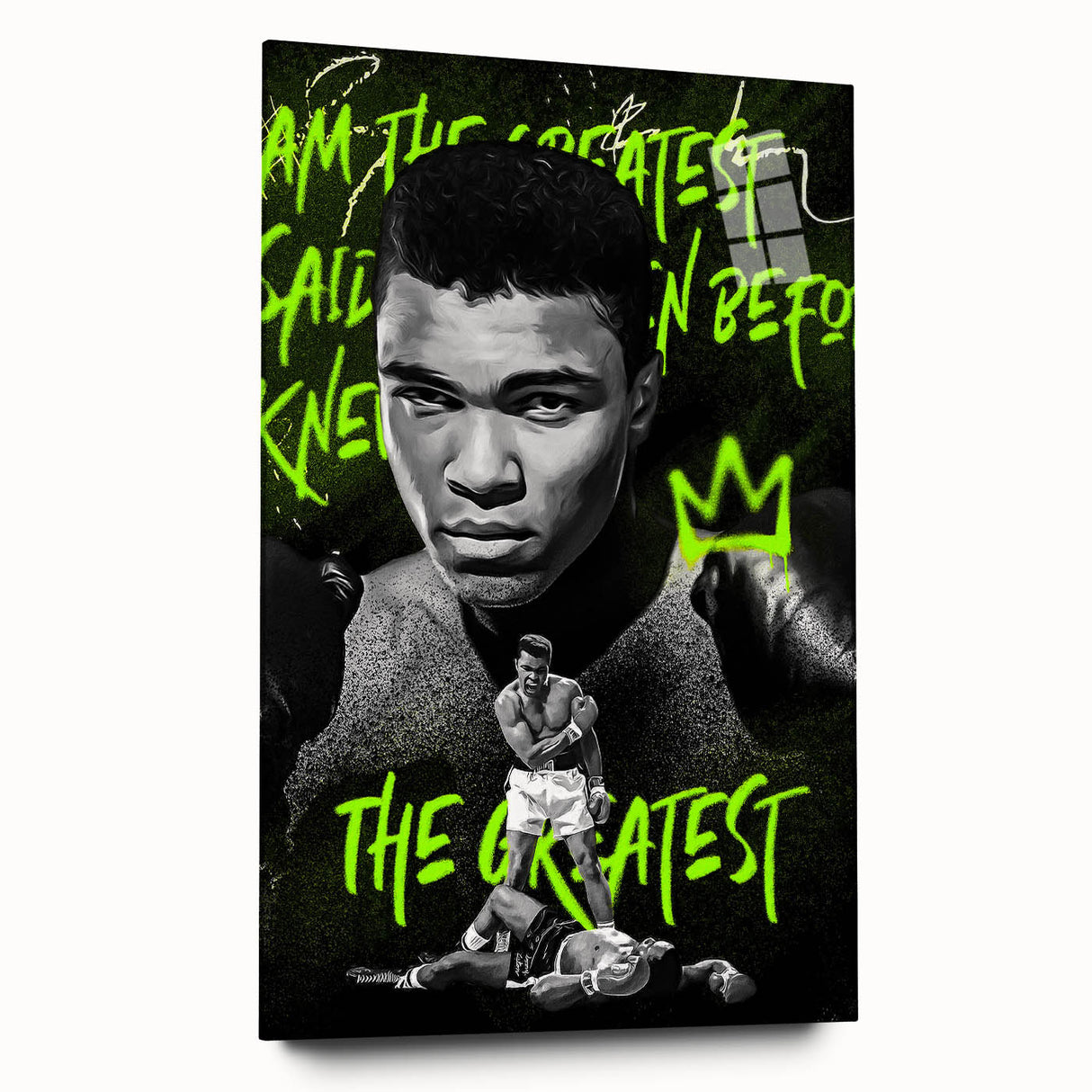 Iconic Pop Art Wall Art - Ali Canvas with Green and Black