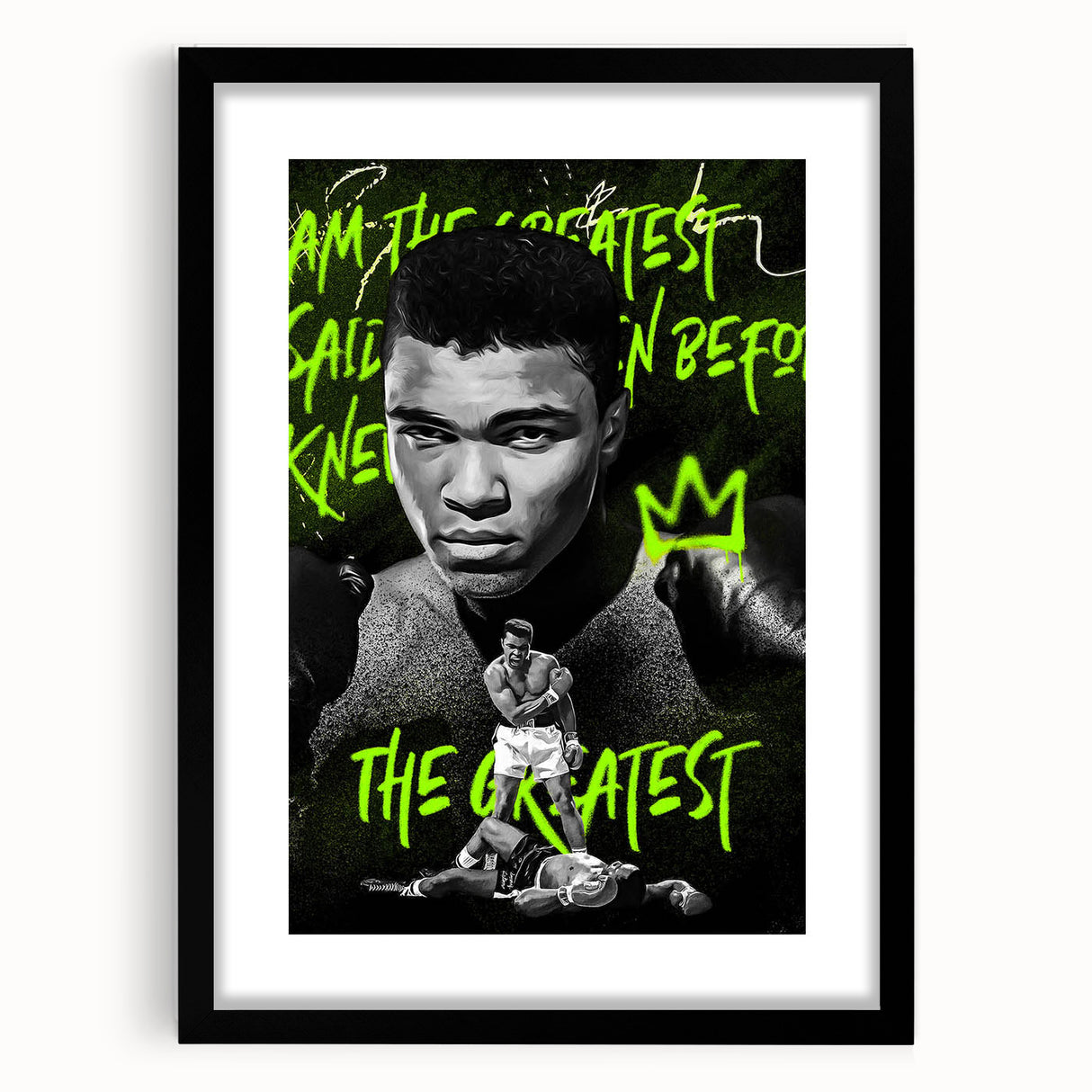 Iconic Pop Art Wall Art - Ali Canvas with Green and Black
