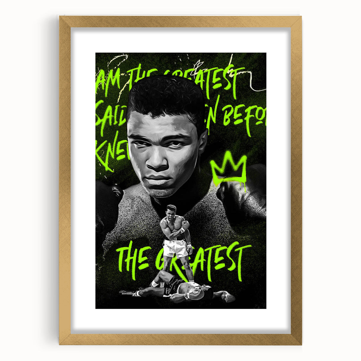 Iconic Pop Art Wall Art - Ali Canvas with Green and Black
