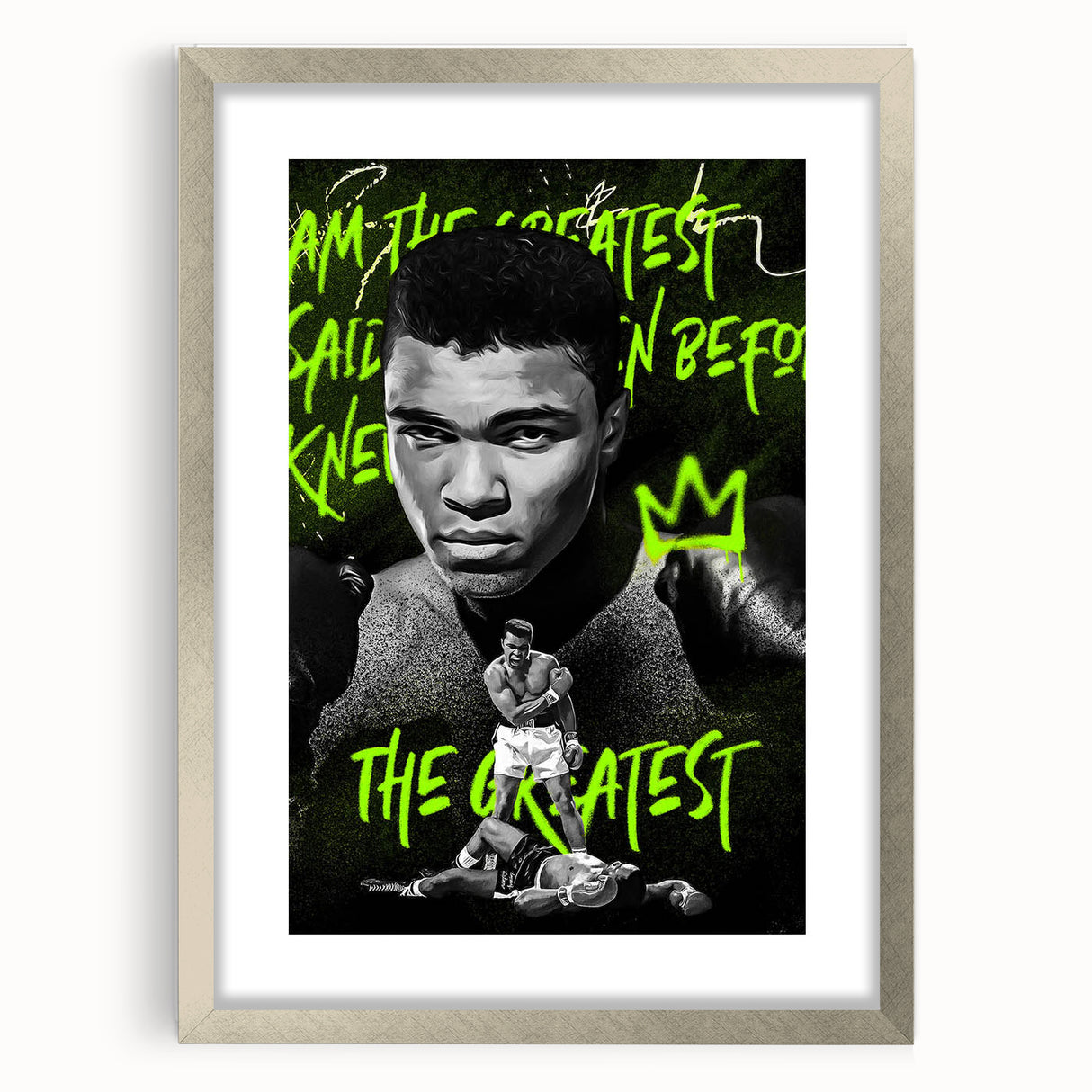 Iconic Pop Art Wall Art - Ali Canvas with Green and Black